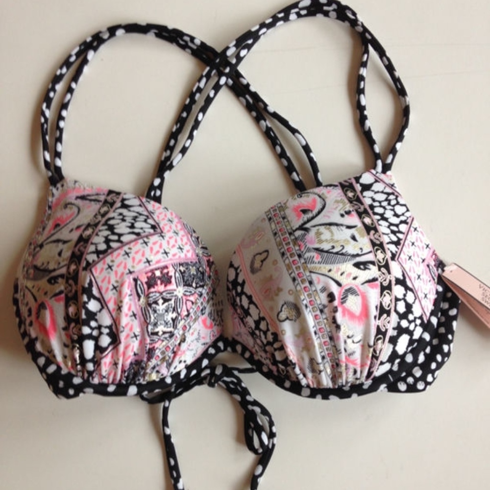 Victoria's Secret Bikini Top Pink Paisley 34C